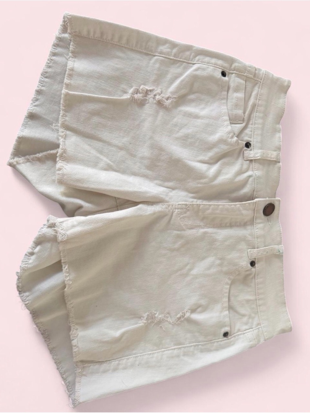 O'Neill Cream Distressed Frayed Hem Denim Shorts